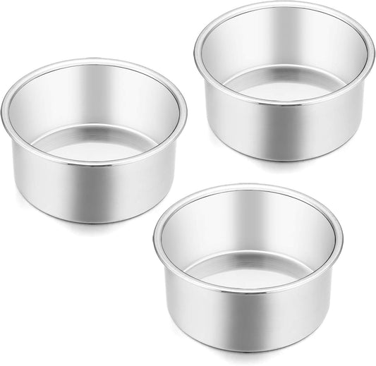 4in. Round Stainless Steel Cake Pans - 3 pack