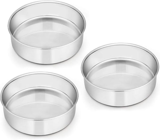 6in. Round Stainless Steel Cake Pans - 3 pack